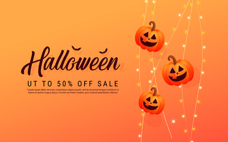 Halloween template banner.  Happy Halloween message design background.のイラスト素材