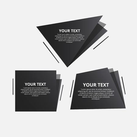 Abstract glossy black origami speech bubble. Vector dark abstract background.のイラスト素材