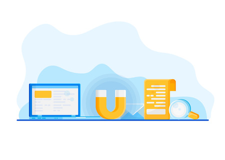 Digital inbound marketing. Vector ultraviolet illustration of attracting online customers.のイラスト素材