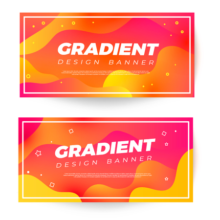 Gradient abstract banners with flowing liquid shapes.のイラスト素材
