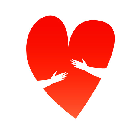 Believe in yourself  vector composition. Hug me. Heart and hands illustrationのイラスト素材