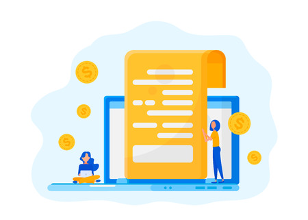 Online conclusion of the contract. Investing in a new projectのイラスト素材
