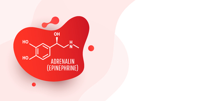 Adrenaline (adrenalin, epinephrine) molecule isolated on wave liquid background. Vector icon.のイラスト素材