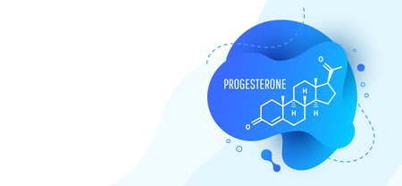 Progesterone female sex hormone molecule isolated on wave liquid background. Vector icon.のイラスト素材