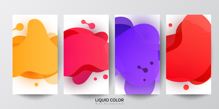 Set of plastic liquid gradient waves fluid  bannersのイラスト素材