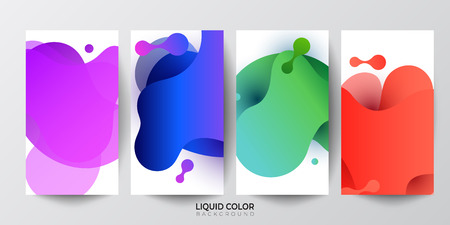 Set of plastic liquid gradient waves fluid  banners. Dynamic plastic liquid gradient wavesのイラスト素材