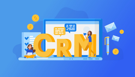 Customer relationship management concept.  Filling out resumes, hiring employeesのイラスト素材