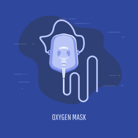 Vector medical equipment for hospital oxygen mask in flat style.のイラスト素材