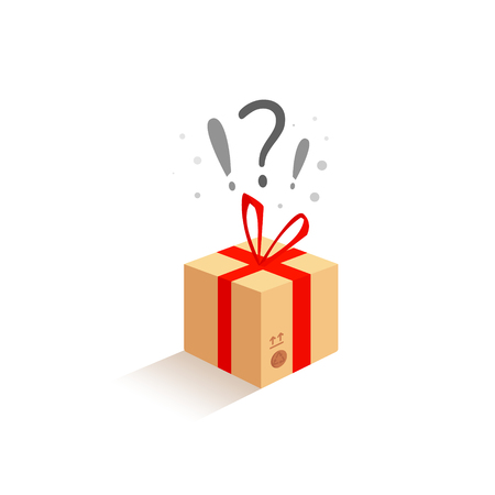 Birthday celebration gift beige box with a surprise. Waiting for joyのイラスト素材