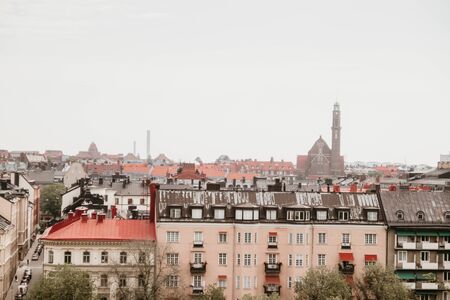 Stockholm old town. Typical Swedish houses on the waterfront on a sunny morning.の写真素材