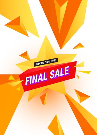 Modern Final sale banner with multicolored polygonal triangular elements on a star shape for special offer, sale and discount. Promotion and shopping template. Limited time offerのイラスト素材