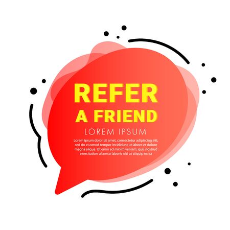 Gradient red wave shape with referral text isolated on white background. Can use for, website, mobile app, poster, flyer, coupon, gift card, smartphone template, web designのイラスト素材