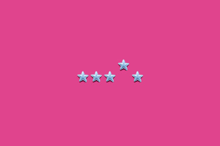 Service rating and service provision concept with star rating on pink background. Minimalism style
