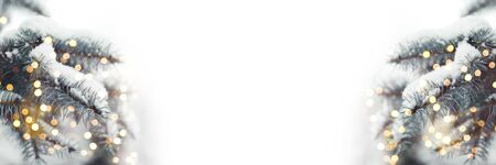 Panoramic Christmas Web banner or header for website with copy space. Merry Christmas and happy New Year greeting background.の写真素材