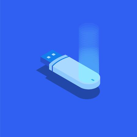 Isometric technology USB flash drive usb hardware device. Creative illustration design, idea for infographics.のイラスト素材