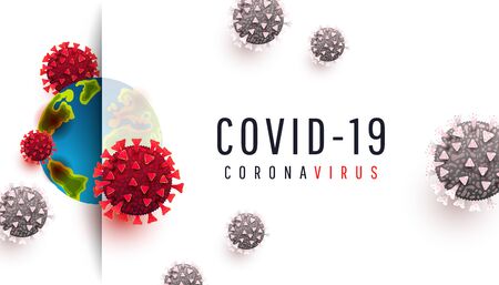 Realistic concept with cell diseases or covid 19 bacteria on a white background.のイラスト素材