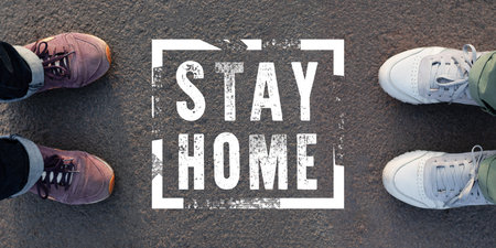 Distance between people. Coronavirus protection concep. Stay home