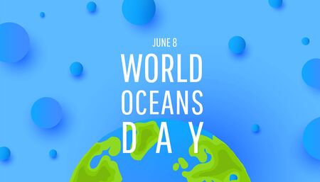 World oceans day. World globe or Planet earth with oceans water and air bubble. Vector illustrationのイラスト素材