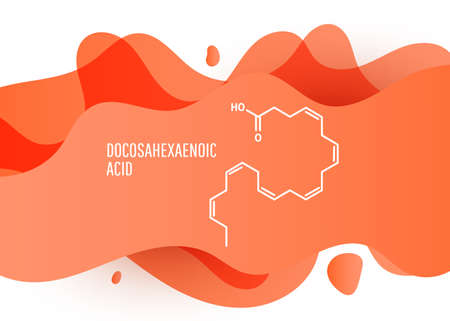 Docosahexaenoic acid skeletal chemical formula, DHA, cervonic acid, molecule. Vector illustrationのイラスト素材