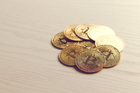Bitcoin gold coin. Cryptocurrency concept. Virtual currency background.