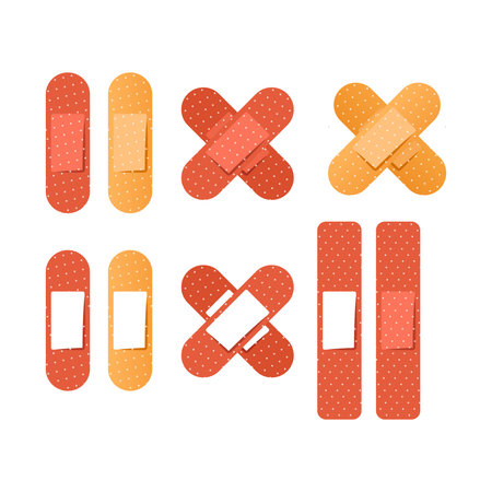 Set of vector medical plasters of different shapes isolated on white background