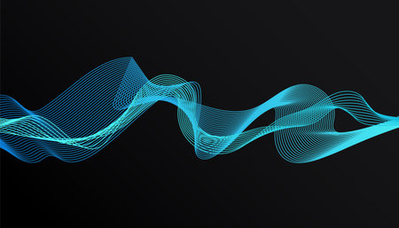 Abstract stylish modern design with trendy blue gradient wave on a dark background for design...