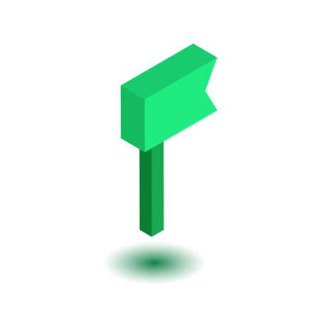Realistic 3d green isometric color map pin pointer icon isolated on white background. Vector illustrationのイラスト素材