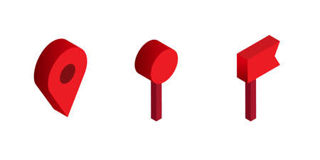 Red pin point icons set. Map location pointer isolated on white background. Vector illustrationのイラスト素材