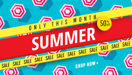 Summer sale banner template design vector illustration for seasonal offer, promotion, advertising.のイラスト素材