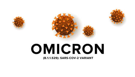 New Coronavirus or SARS-CoV-2 Variant Omicron B.1.1.529 realistic concept with cell diseases or covid-19 bacteria on a white background with place for text. Vector illustration.のイラスト素材