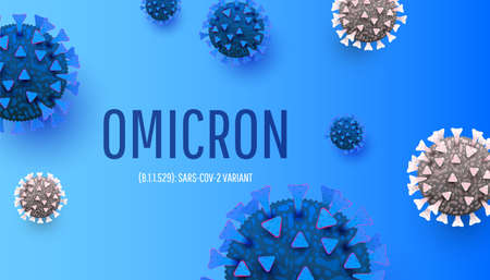 New Coronavirus or SARS-CoV-2 Variant Omicron B.1.1.529 infection medical with typography and copy space. New official name for for awareness or alert against epidemic disease spreadのイラスト素材