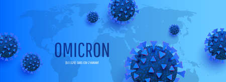 New Coronavirus or SARS-CoV-2 Variant Omicron B.1.1.529 infection medical with typography and copy space. New official name for for awareness or alert against epidemic disease spread, symptoms or precautions background vector illustrationのイラスト素材