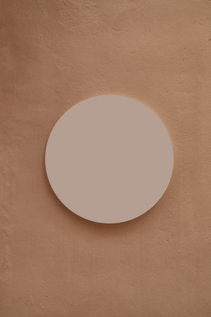 Building exterior with empty round banner on the street. Mock upの写真素材