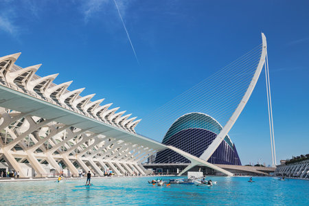 VALENCIA, SPAIN - October 15, 2022: Science Museum, Oceanographic Park, Planetarium, Umbrakle Botanical Garden, Sofia Palace of Arts and Agora Center. City of Science and Artのeditorial素材