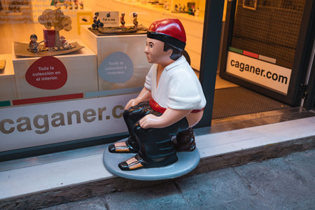 Barcelona, â€‹â€‹Spain - October 13, 2022: Christmas market items - the Caganer, typical...