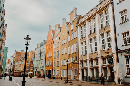 Gdansk, Poland - October 30, 2022: Amazing architecture of the old town of Gdansk. Dluga Street is...