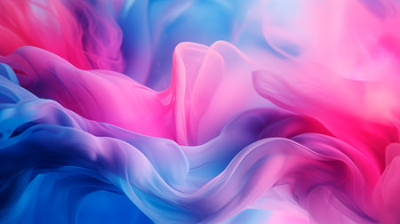 Motion color explosion smoke in water. Blue pink color fluid splash vapor cloud on glitter dust texture abstract art background.の素材
