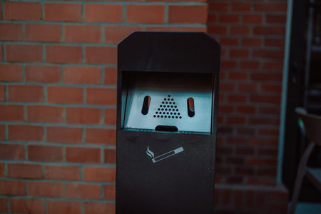 ashtray or cigarette receptacle outdoors concept lifestyle and smoking in health. High quality photoの写真素材