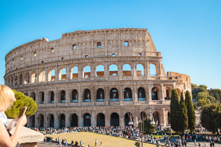 Rome, Italy - October 3, 2025: A crowd of tourists near the Colosseum in Rome. High quality photoのeditorial素材