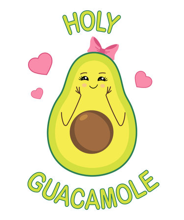 Holy guacamole. Surprised cartoon character. Cute avocado. Mexican food.のイラスト素材