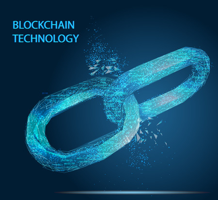 Block chain. Crypto currency. Blockchain concept. 3D wireframe chain with digital code. Editable cryptocurrency template. Stock vector illustration.のイラスト素材