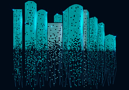 City scene on night timeのイラスト素材