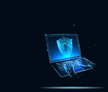 Internet security online business concept pointing security servicesのイラスト素材