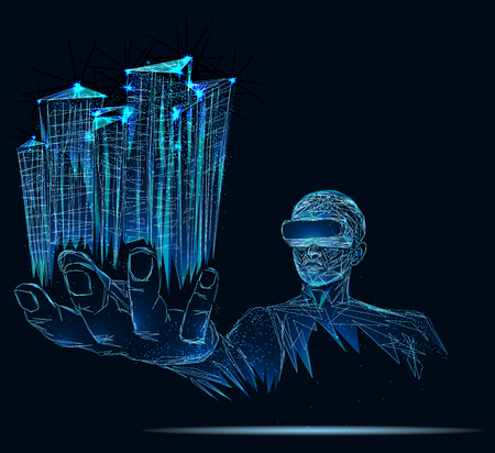 A person in virtual glassesのイラスト素材