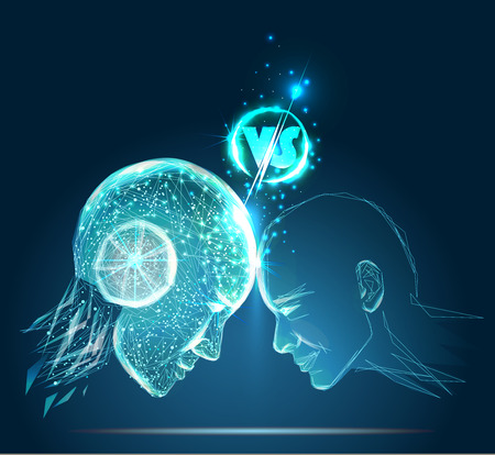Artificial intelligence and human in virtual reality.のイラスト素材
