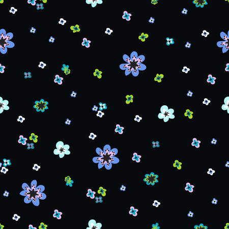 Red, yellow, green and blue flowers.のイラスト素材