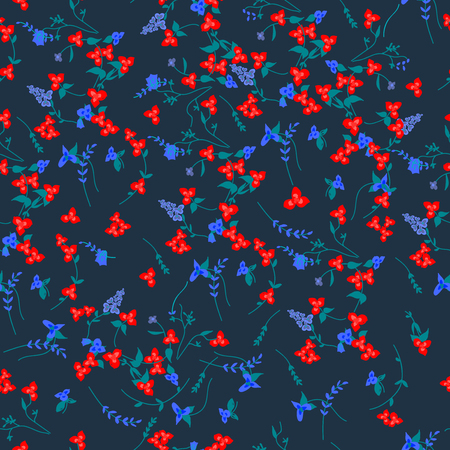 Simple cute pattern in small-scale flowers. Shabby chic millefleurs.のイラスト素材