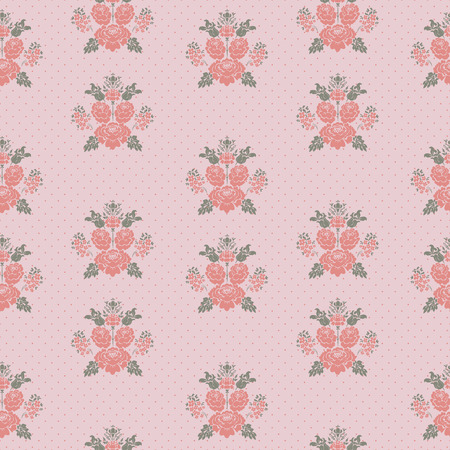Beautiful Seamless color rose pattern on pink background, illustrationのイラスト素材