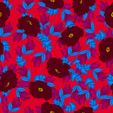 Seamless floral pattern with peonies.の写真素材