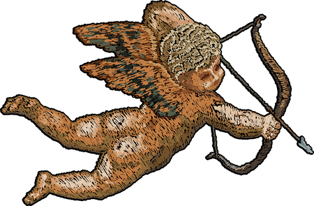 Embroidery cupid with bow and arrowのイラスト素材